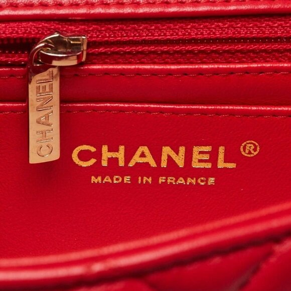 Chanel Red Lambskin Leather Classic Rectangular Mini Flap Bag - Picture 8 of 12